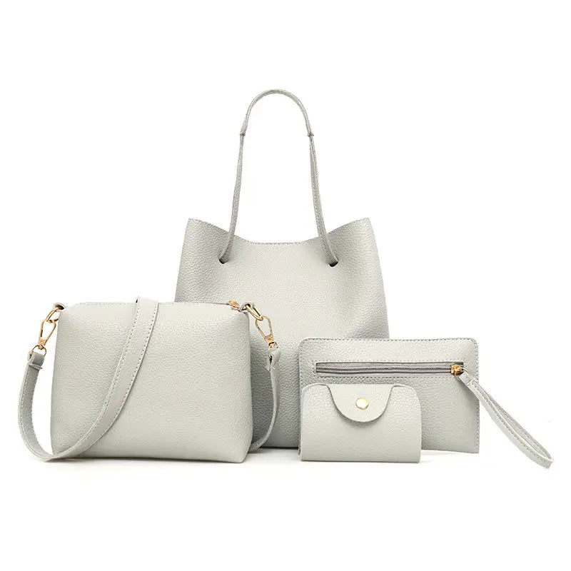 Korean Style 4-peice Woman's Tan Shoulder Bag Set