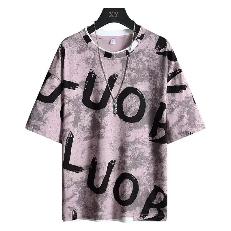 Men’s Artistic LUO Graphic Print Streetwear T-Shirt