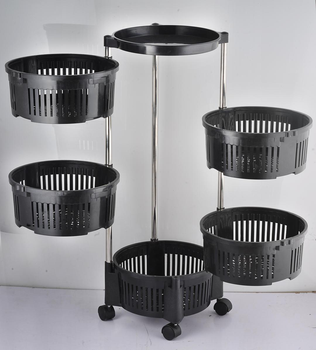 5-Tier Rotating Fruit Basket Balck Kitchen Storage