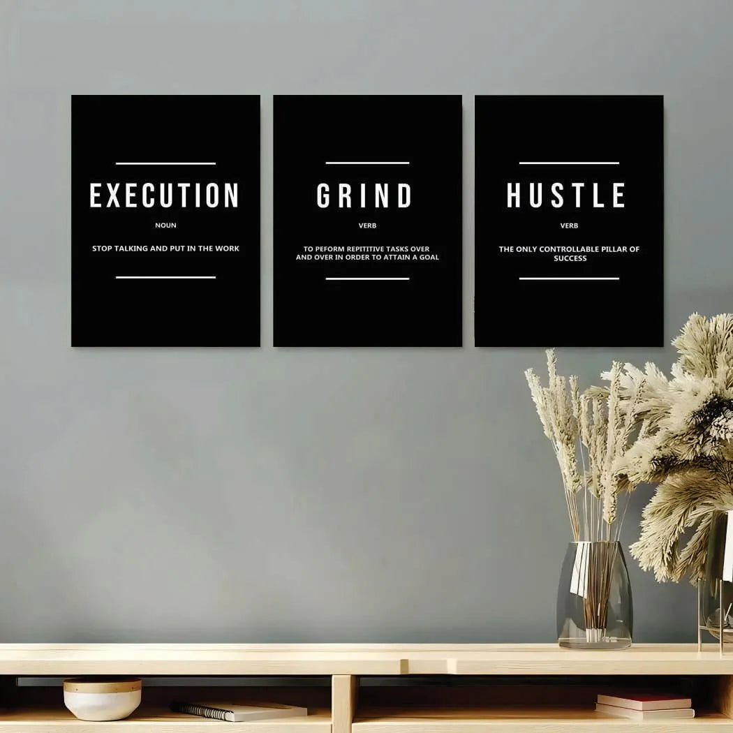 3-peice Execution Grind Hustle Wall Art Set 8x11 MDF