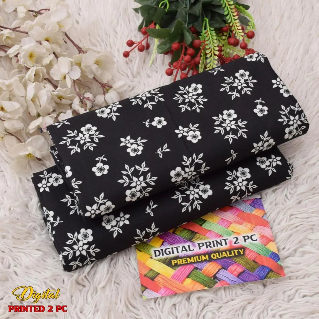Black Floral Printed 2pc Cotton Shirt & Trouser Set