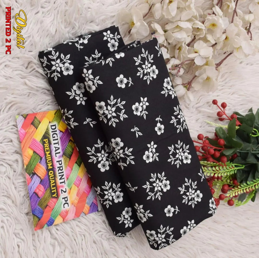 Black Floral Printed 2pc Cotton Shirt & Trouser Set