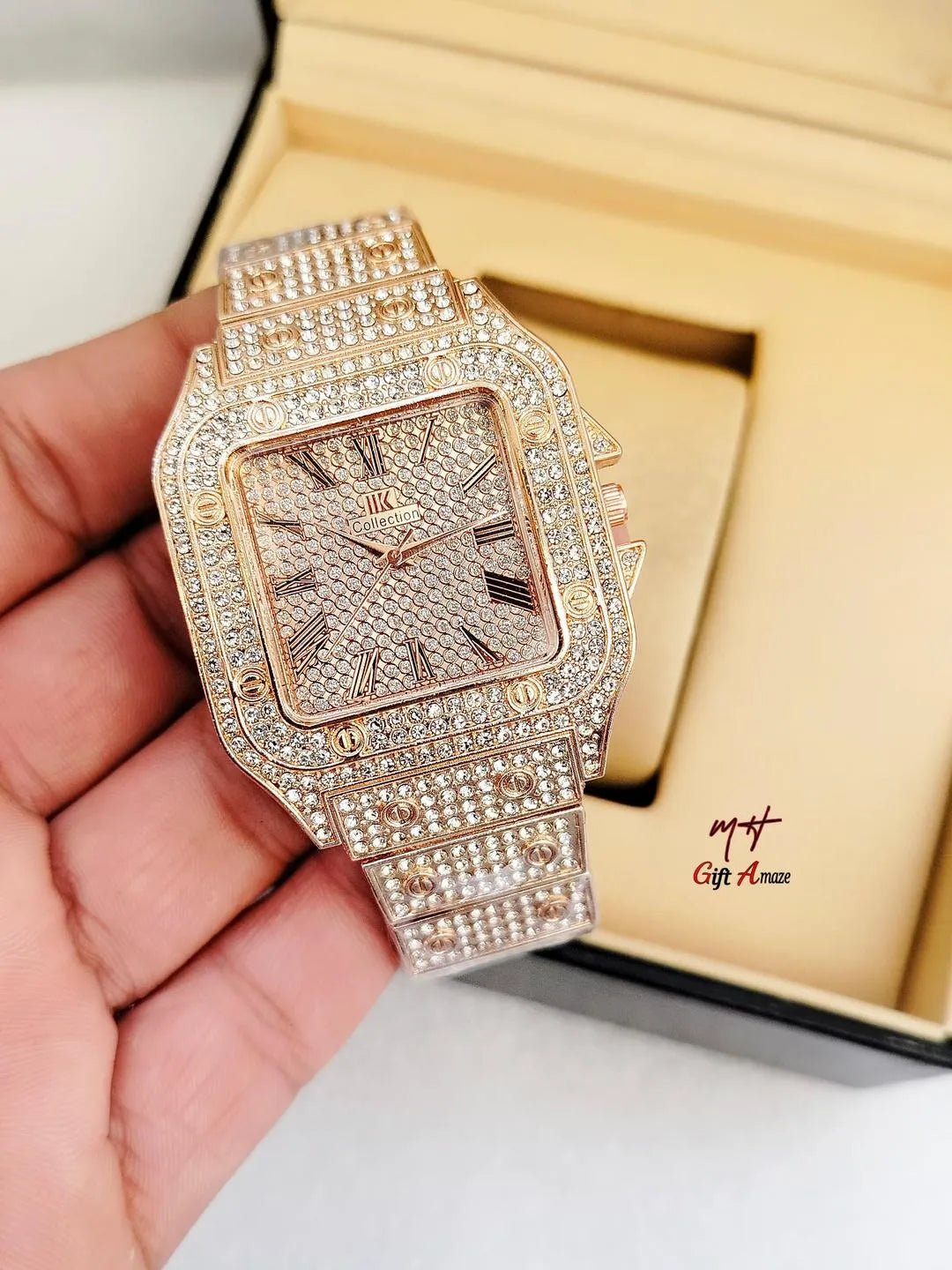 Luxury Rhinestone Gold Watch For Men & Woman