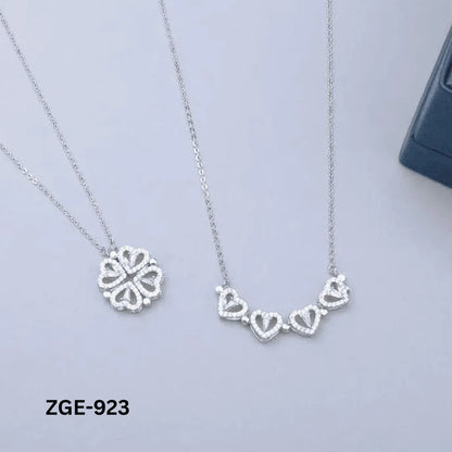 Magmatic Heart Clover Necklace Golgen Silver 4 Leaf