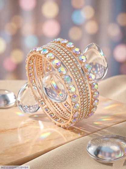 Modern Gold-plated Crystal Kera Bengle Set Of 6