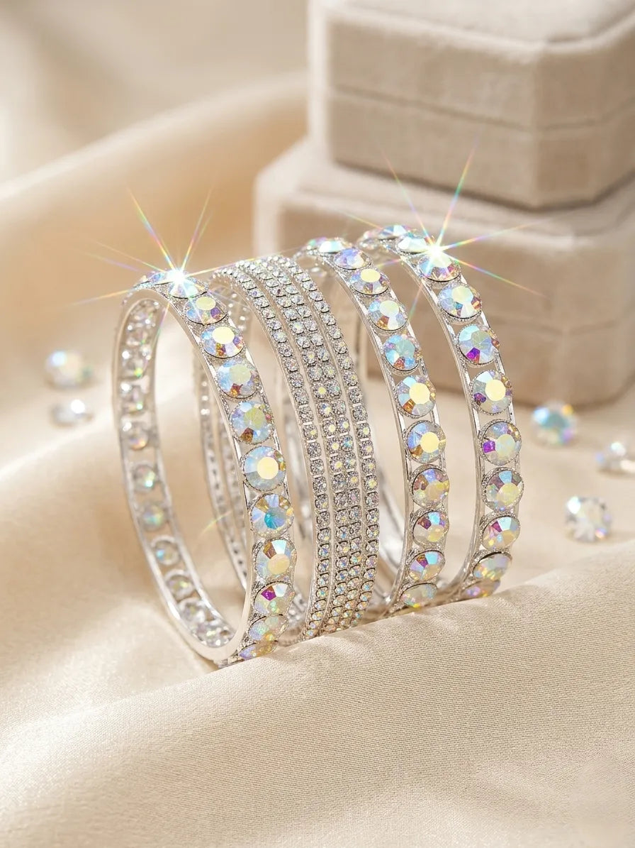 Modern Gold-plated Crystal Kera Bengle Set Of 6