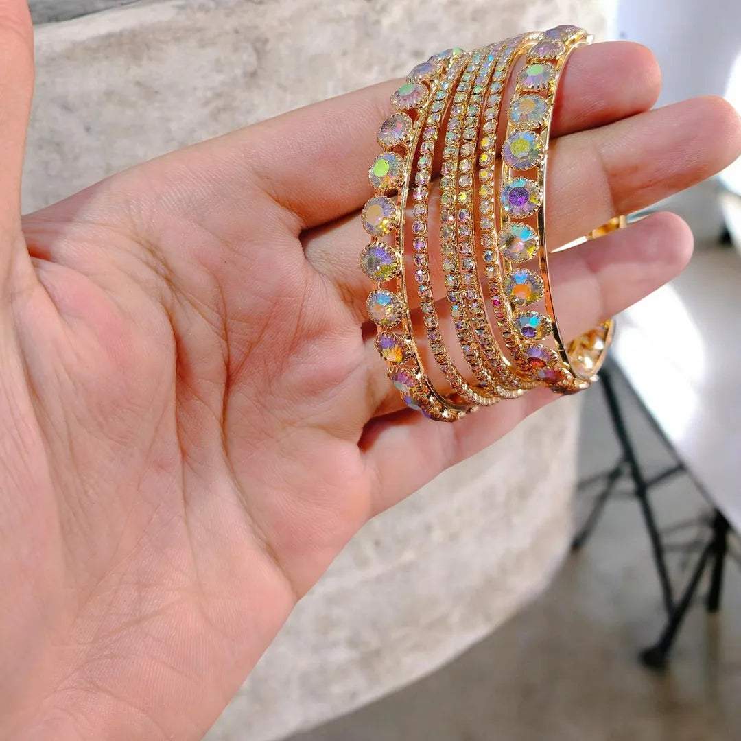 Modern Gold-plated Crystal Kera Bengle Set Of 6