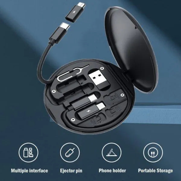 6-in-1 Storage Box With Data-cabel Set Black