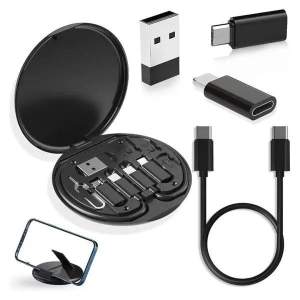 6-in-1 Storage Box With Data-cabel Set Black