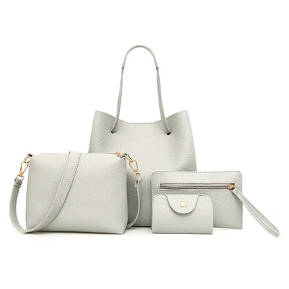 Korean Style 4-peice Woman's Tan Shoulder Bag Set