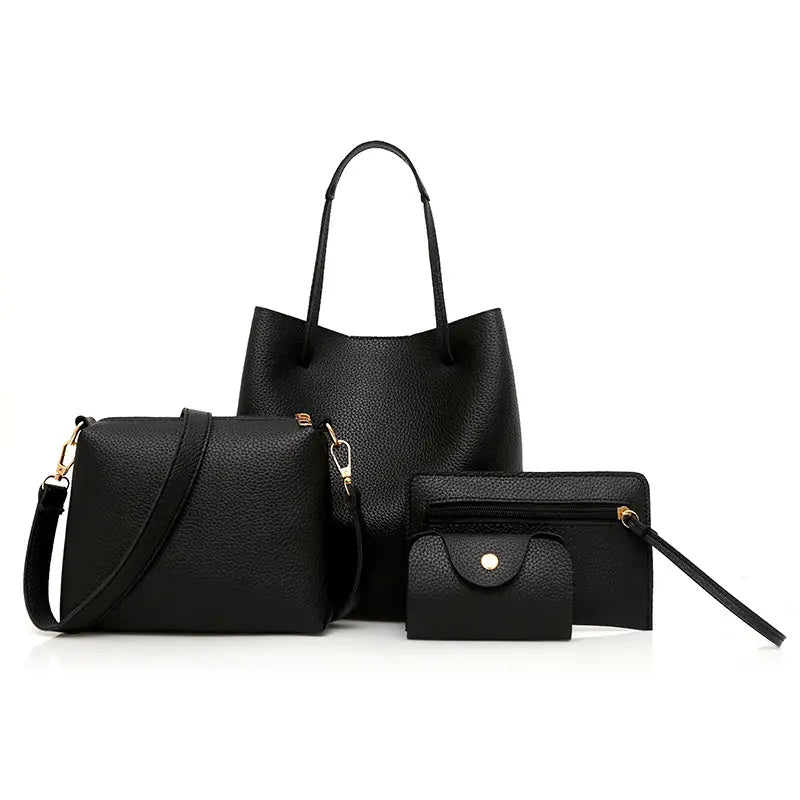 Korean Style 4-peice Woman's Tan Shoulder Bag Set