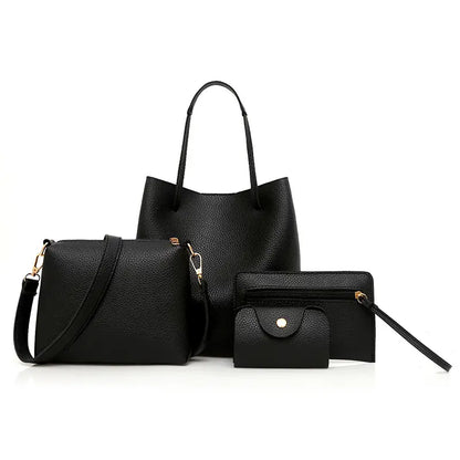 Korean Style 4-peice Woman's Tan Shoulder Bag Set