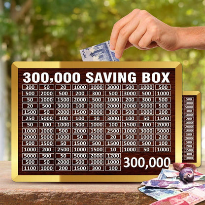 Golden Wooden Money Box with Saving Chart for Home Office