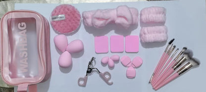 Pink Makeup Kit with Brushes & Brushes Set