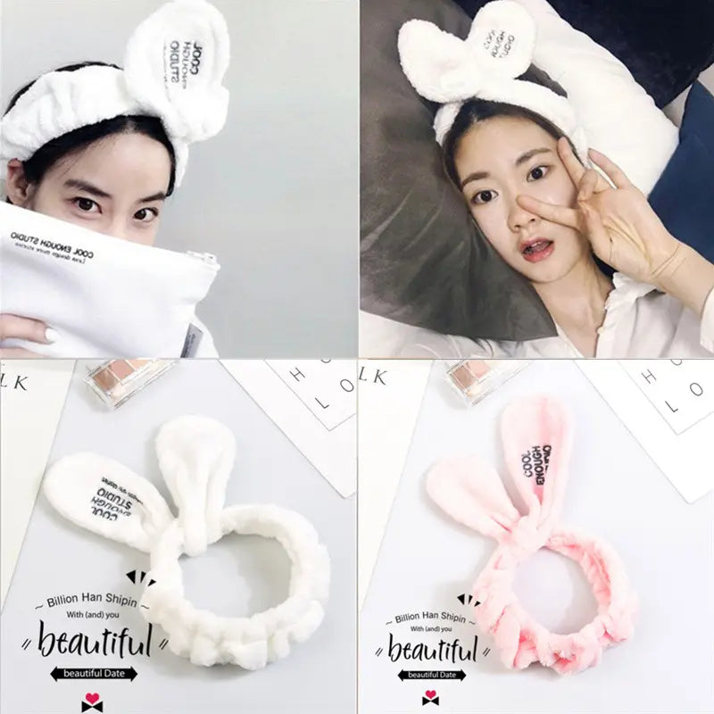 Rabbit Ears Hair Band for Women Wash Face Headband Makeup Mask Yoga Hair Band