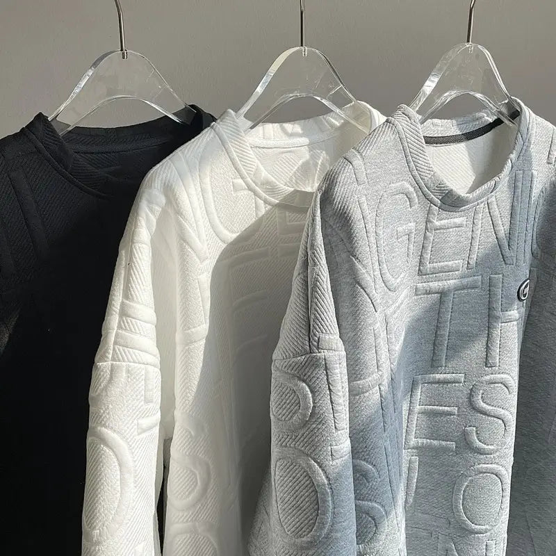 Men's White Printed Loose T-Shirt Summer