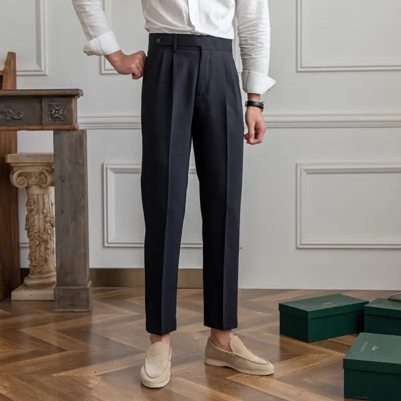 Men Straight Draped Trouser Nine Point Style