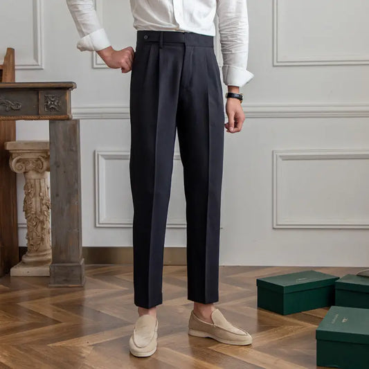 Men Straight Draped Trouser Nine Point Style