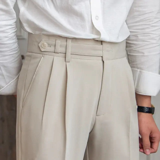 Men Straight Draped Trouser Nine Point Style