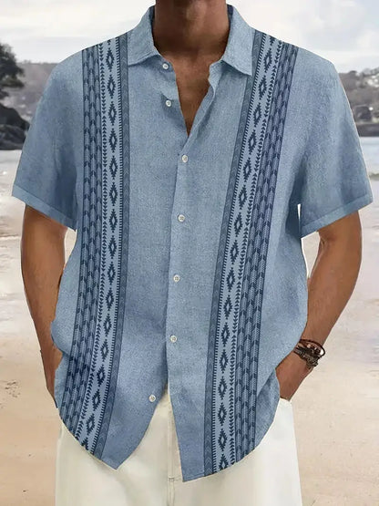 European Station Men's Printed Long Sleeve Shirt Tan