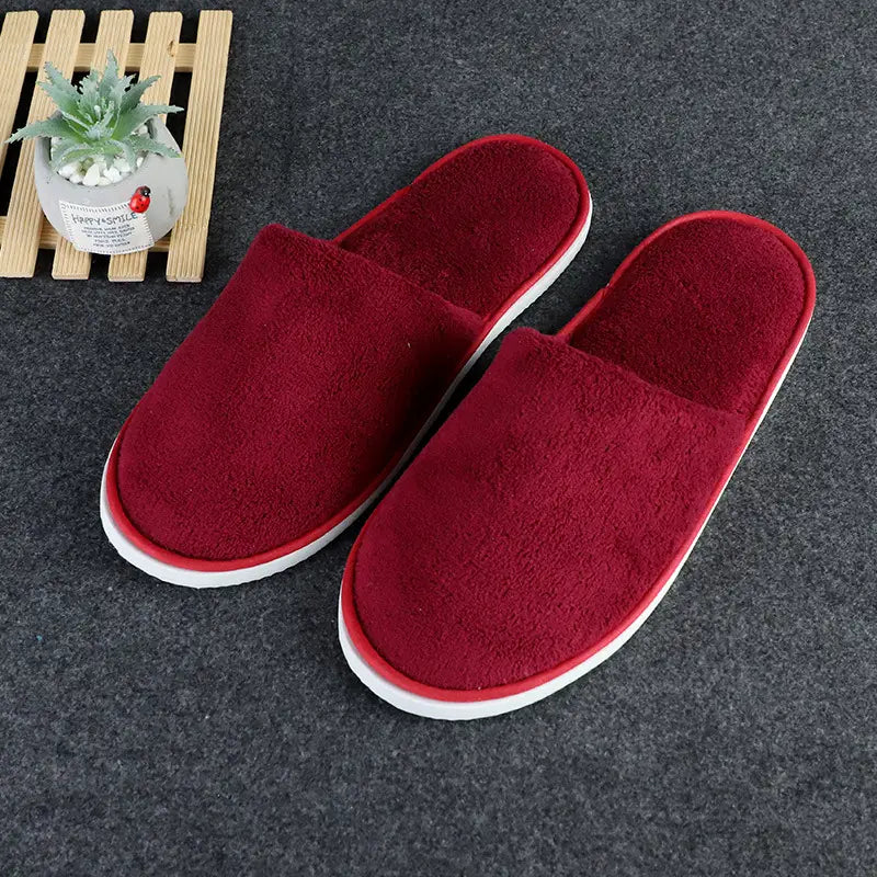 Coral Fleece Slippers designed for both home and hotel use.