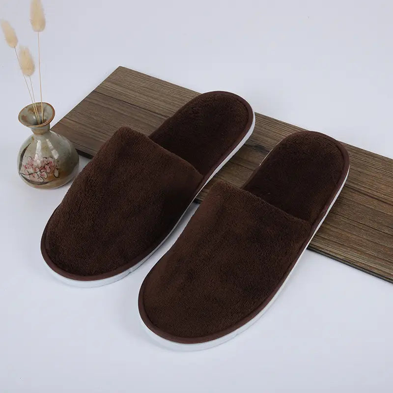 Coral Fleece Slippers designed for both home and hotel use.