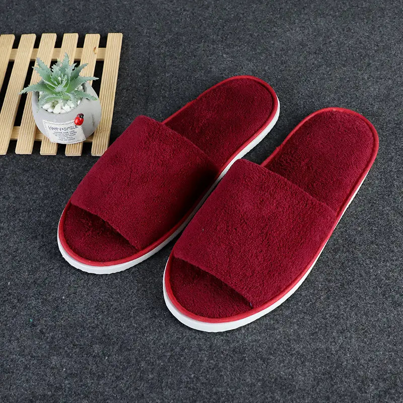 Coral Fleece Slippers designed for both home and hotel use.