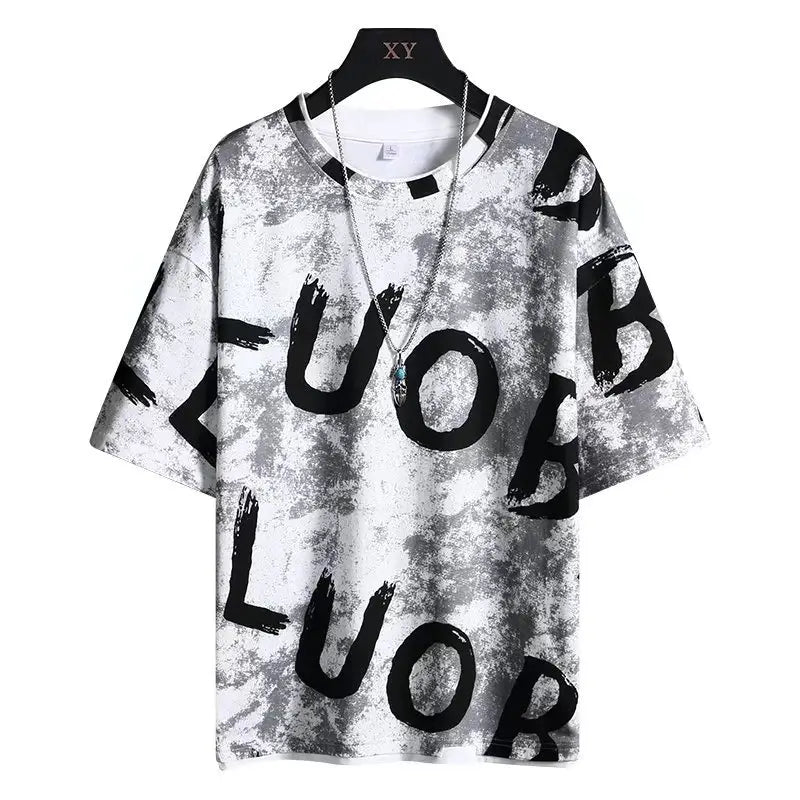 Men’s Artistic LUO Graphic Print Streetwear T-Shirt
