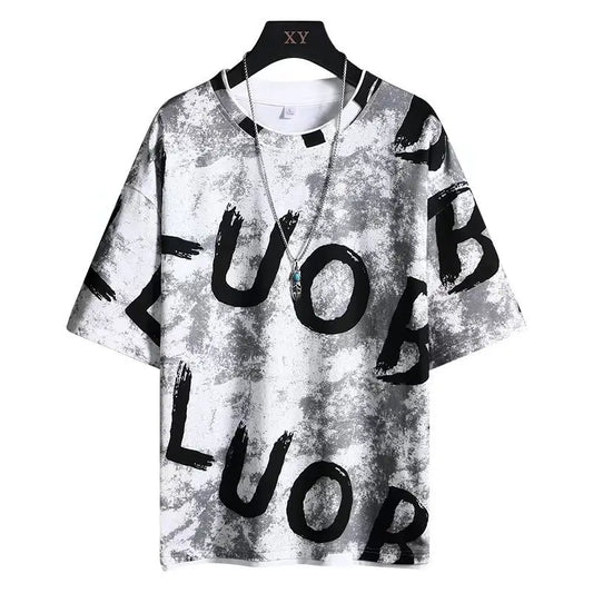 Men’s Artistic LUO Graphic Print Streetwear T-Shirt