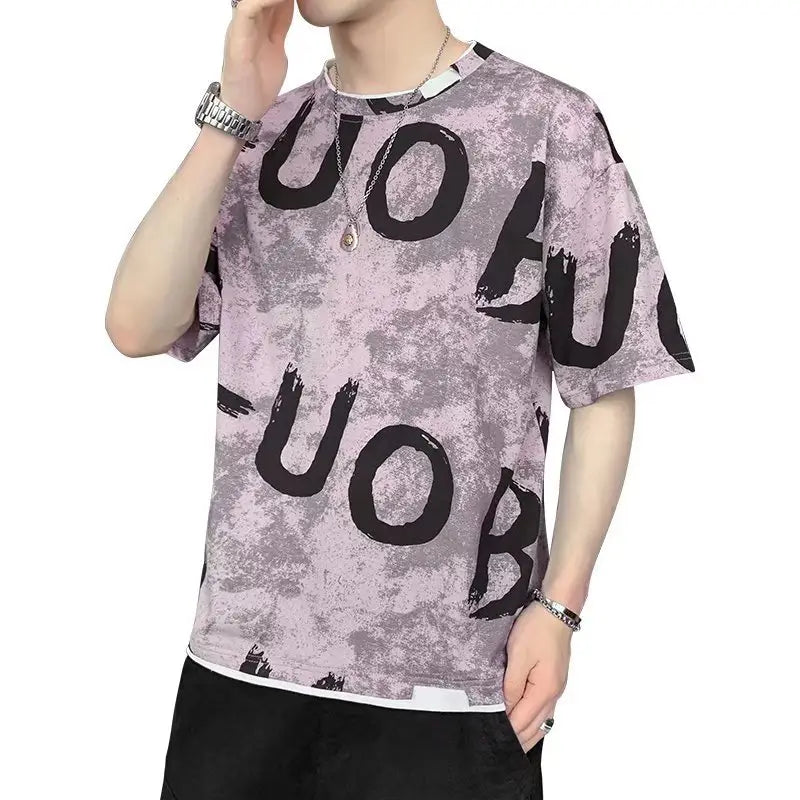 Men’s Artistic LUO Graphic Print Streetwear T-Shirt