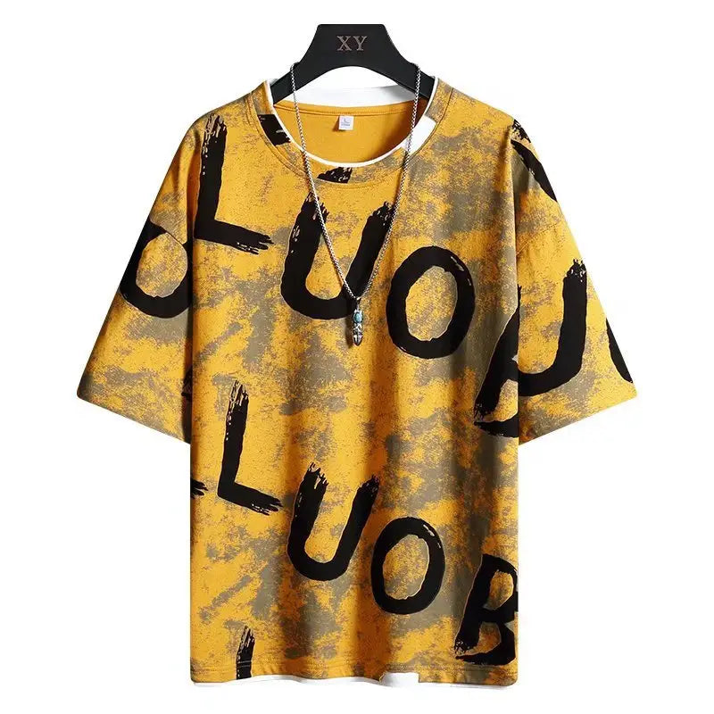 Men’s Artistic LUO Graphic Print Streetwear T-Shirt