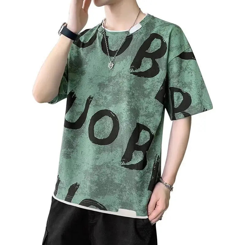 Men’s Artistic LUO Graphic Print Streetwear T-Shirt