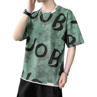 Men’s Artistic LUO Graphic Print Streetwear T-Shirt