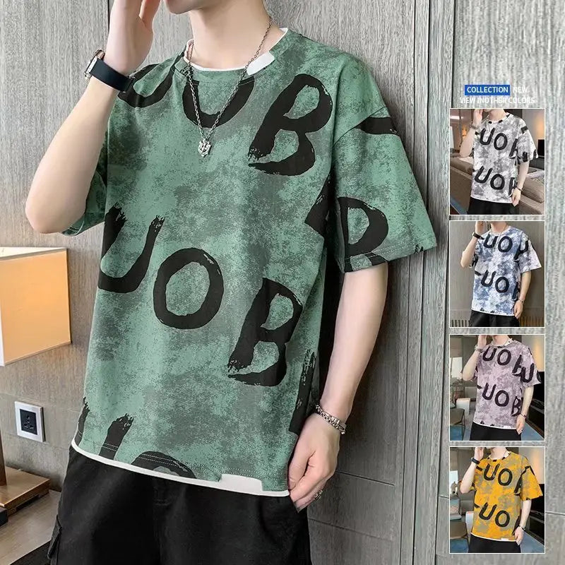 Men’s Artistic LUO Graphic Print Streetwear T-Shirt