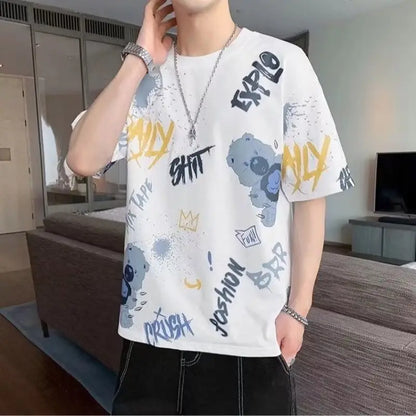 Men’s Artistic Graffiti-Print Summer T-Shirt