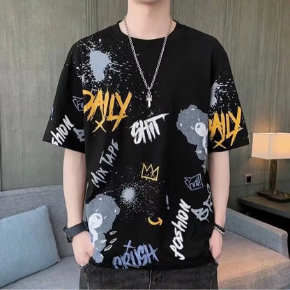 Men’s Artistic Graffiti-Print Summer T-Shirt
