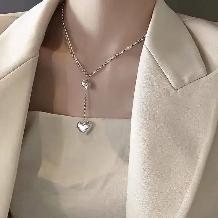 Elegant Titanium Heart Y-Necklace