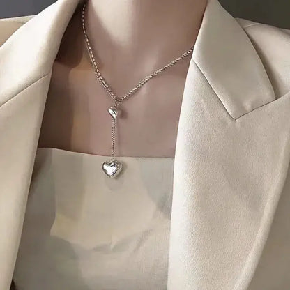 Elegant Titanium Heart Y-Necklace