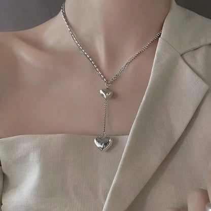 Elegant Titanium Heart Y-Necklace