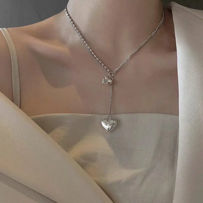 Elegant Titanium Heart Y-Necklace