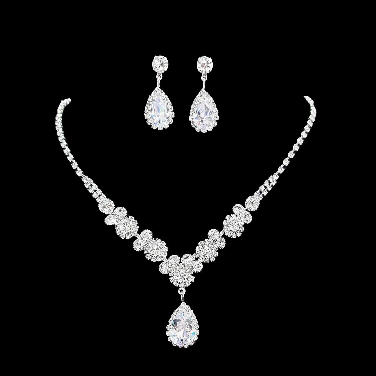 Full Diamond Claw Chain Necklace Set For Woman's