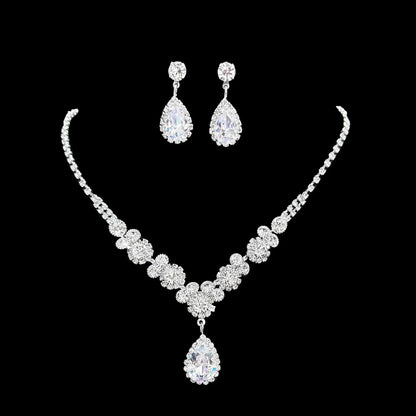 Full Diamond Claw Chain Necklace Set For Woman's