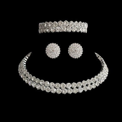 Full Diamond Claw Chain Necklace Set For Woman's