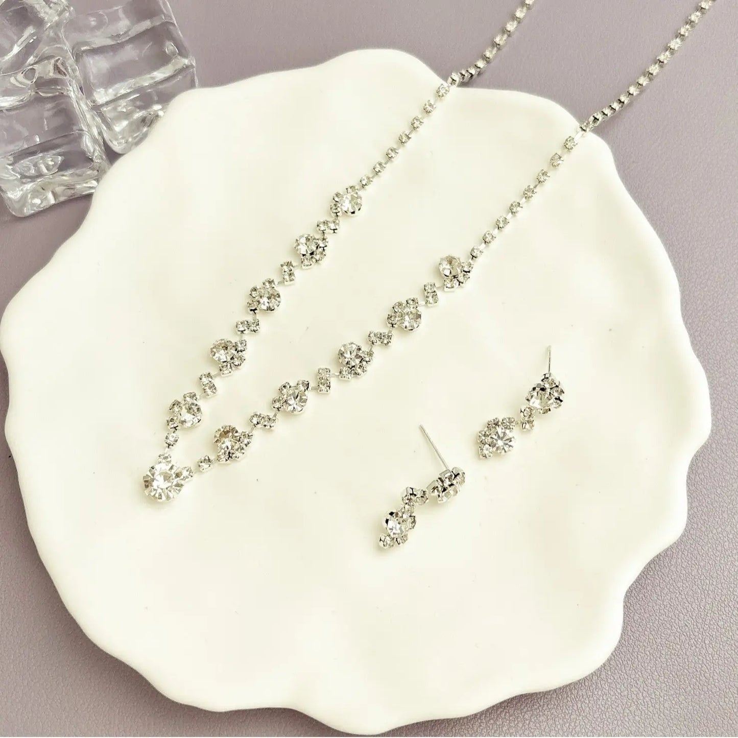 Full Diamond Claw Chain Necklace Set For Woman's