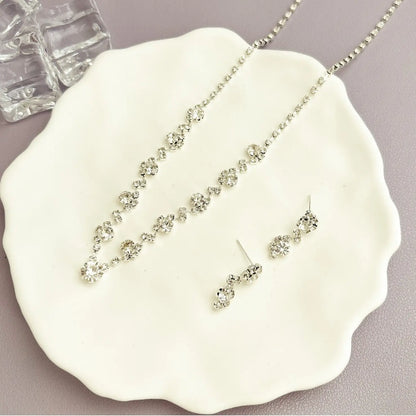 Full Diamond Claw Chain Necklace Set For Woman's
