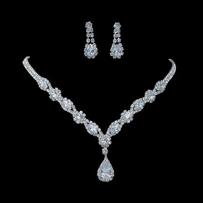 Full Diamond Claw Chain Necklace Set For Woman's
