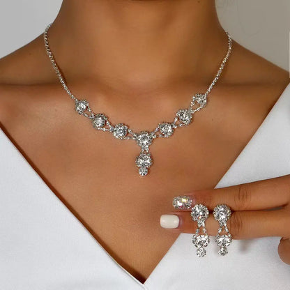 Full Diamond Claw Chain Necklace Set For Woman's