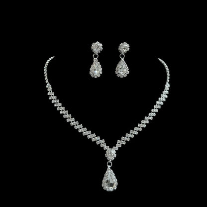 Full Diamond Claw Chain Necklace Set For Woman's