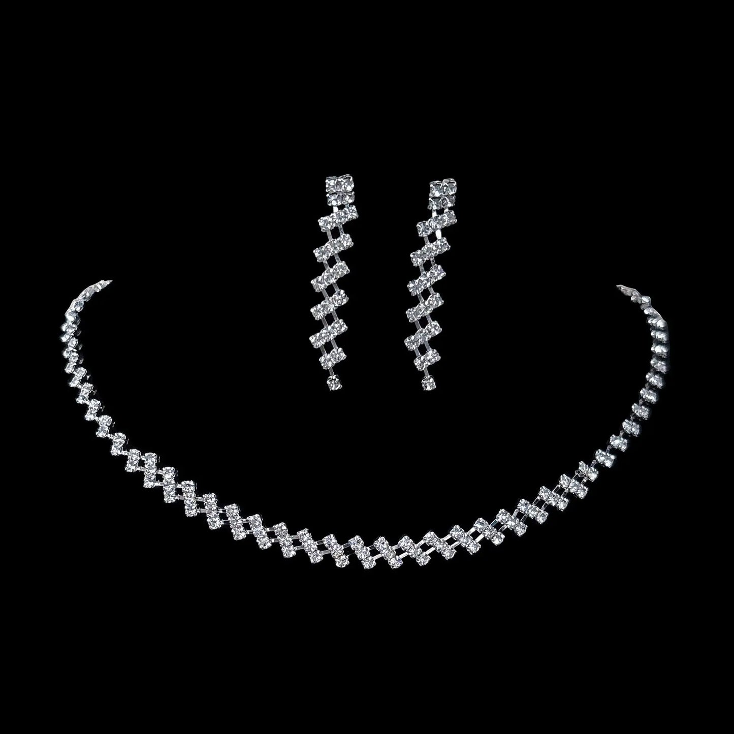 Full Diamond Claw Chain Necklace Set For Woman's