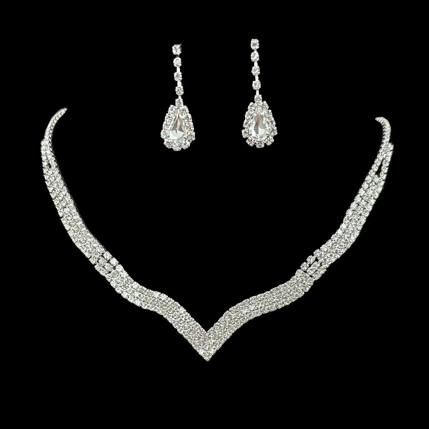 Full Diamond Claw Chain Necklace Set For Woman's